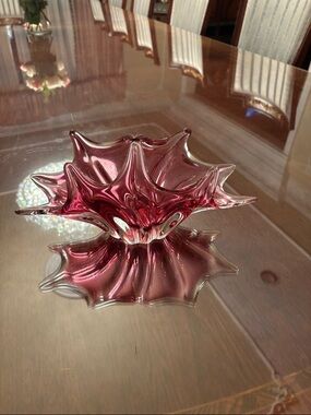 Handmade Pink Art crystal Decorative Bowl by